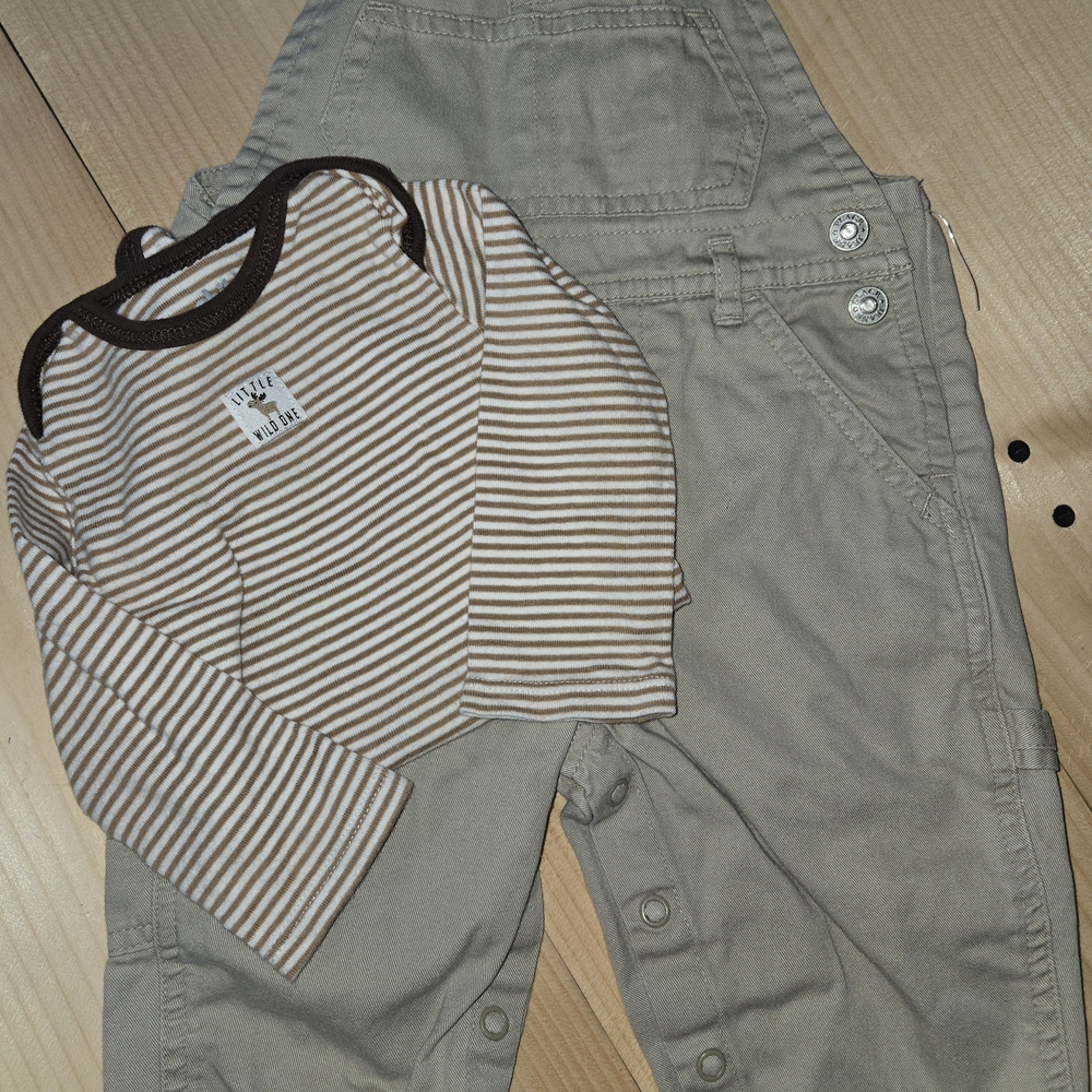 The Children's Place Tan and Brown Overalls Set